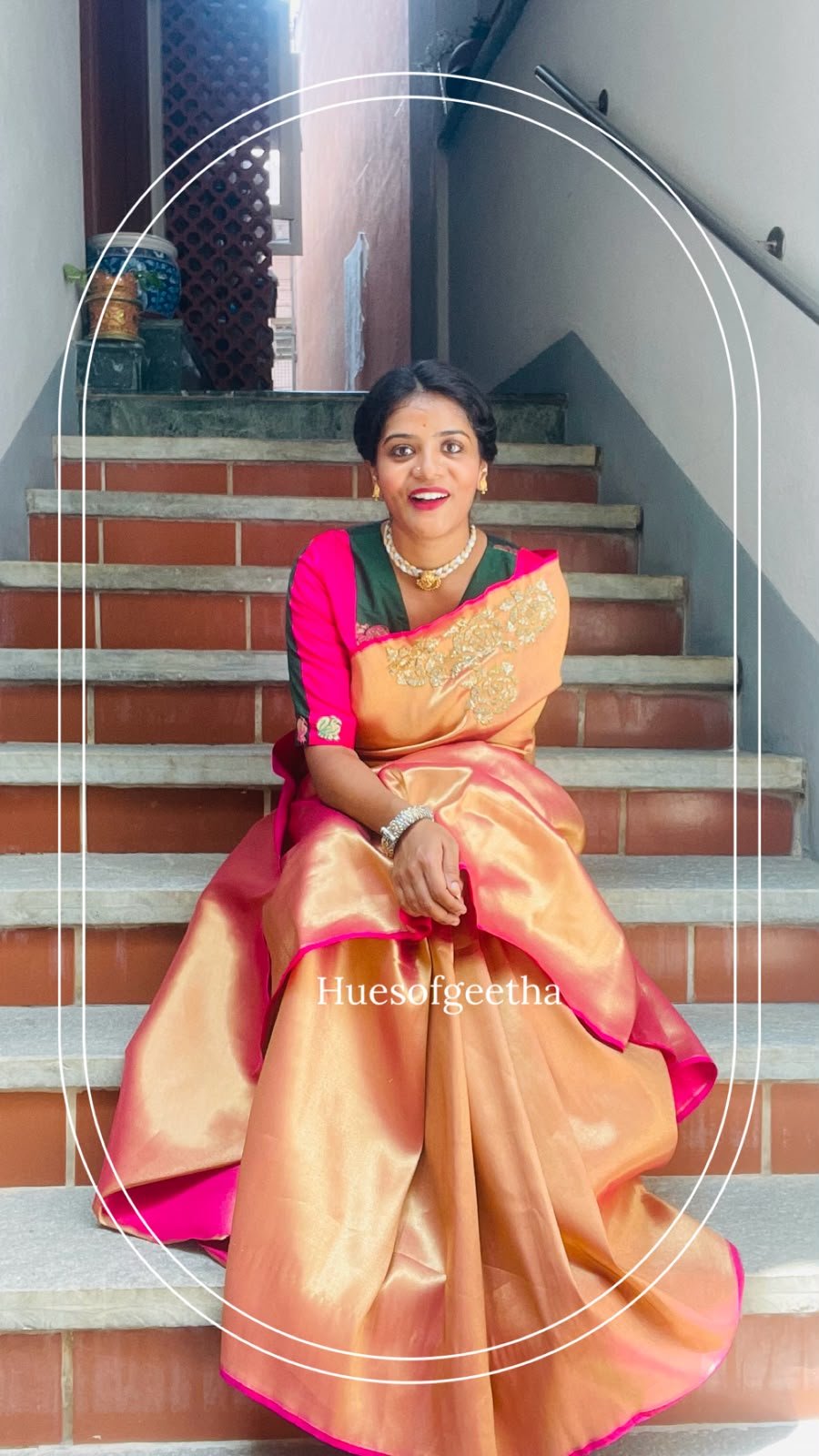 Pink & Gold Tissue Saree