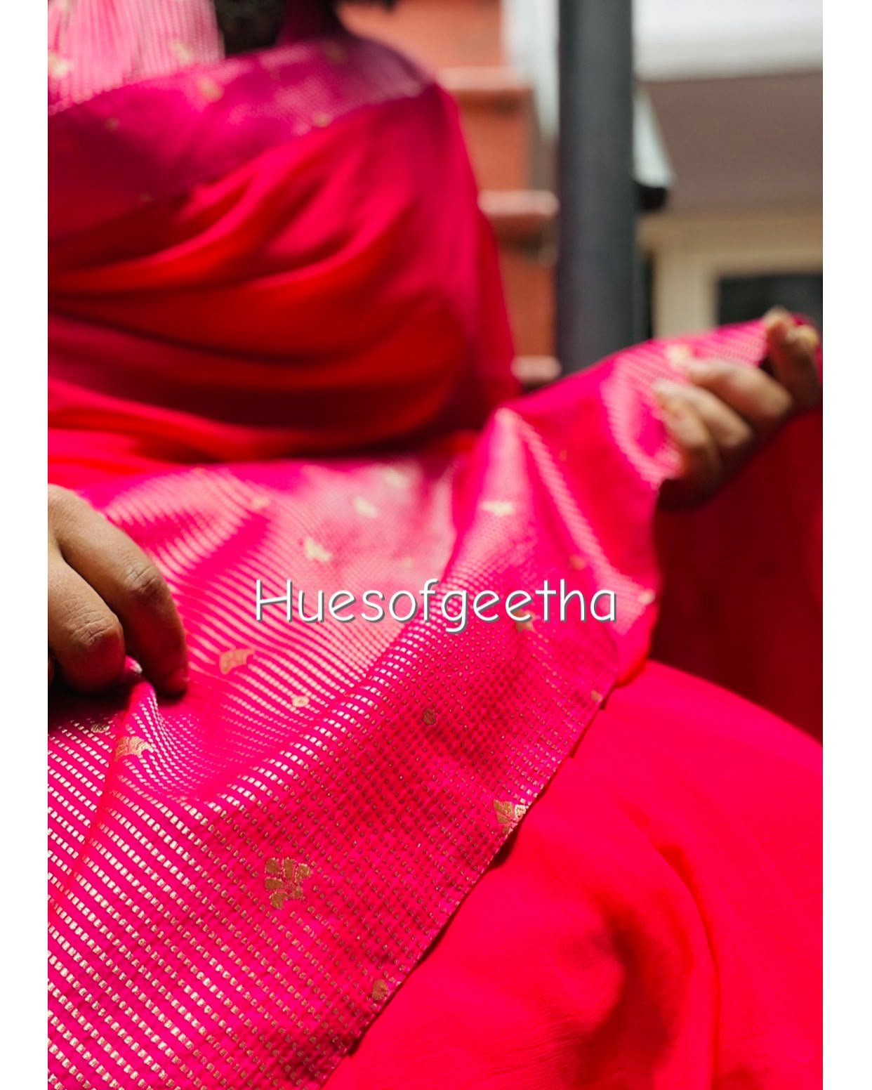 Pink Banarasi Saree with Gold Buttas