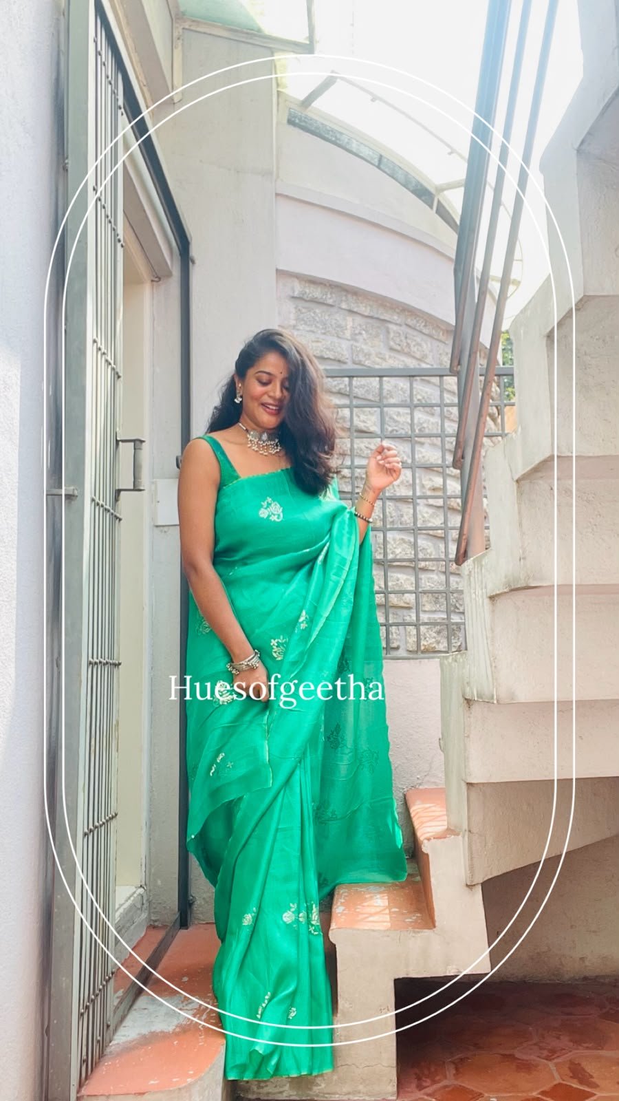 Sea Green Saree with Gold Motifs