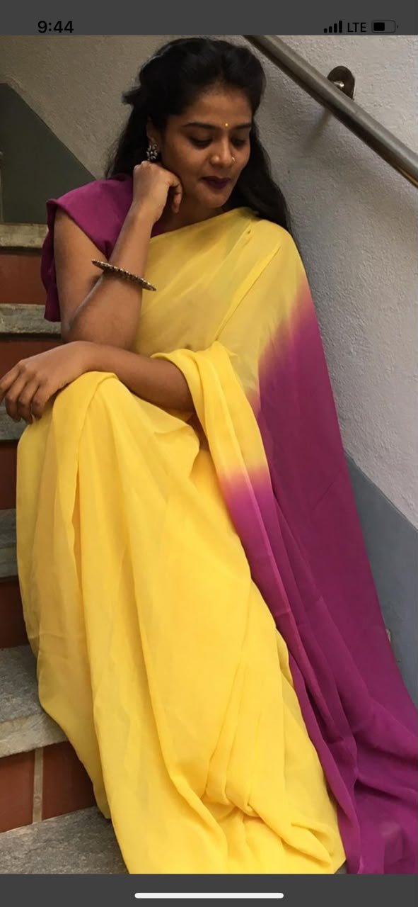 Yellow & Magenta Ombré Saree