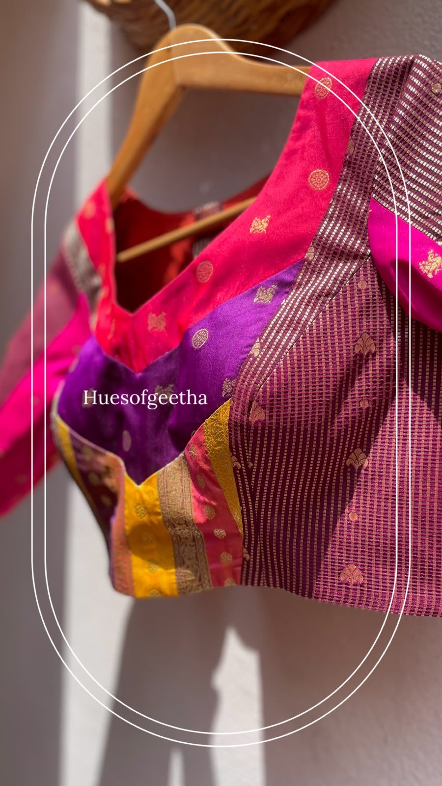 Pink & Purple Patchwork Brocade Blouse