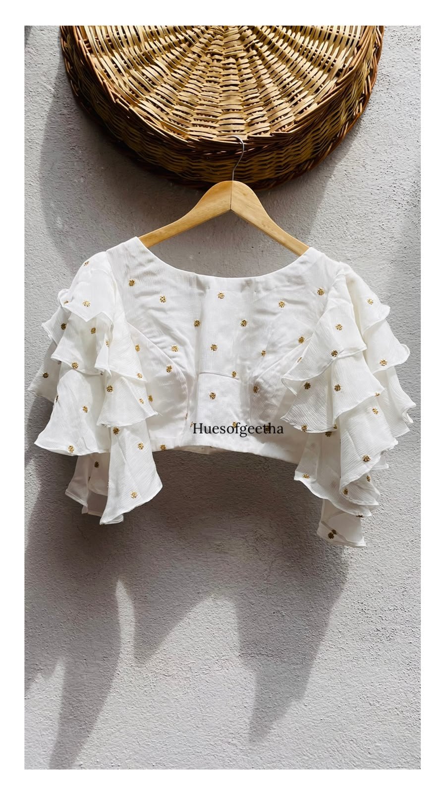 White Ruffle-Sleeve Blouse