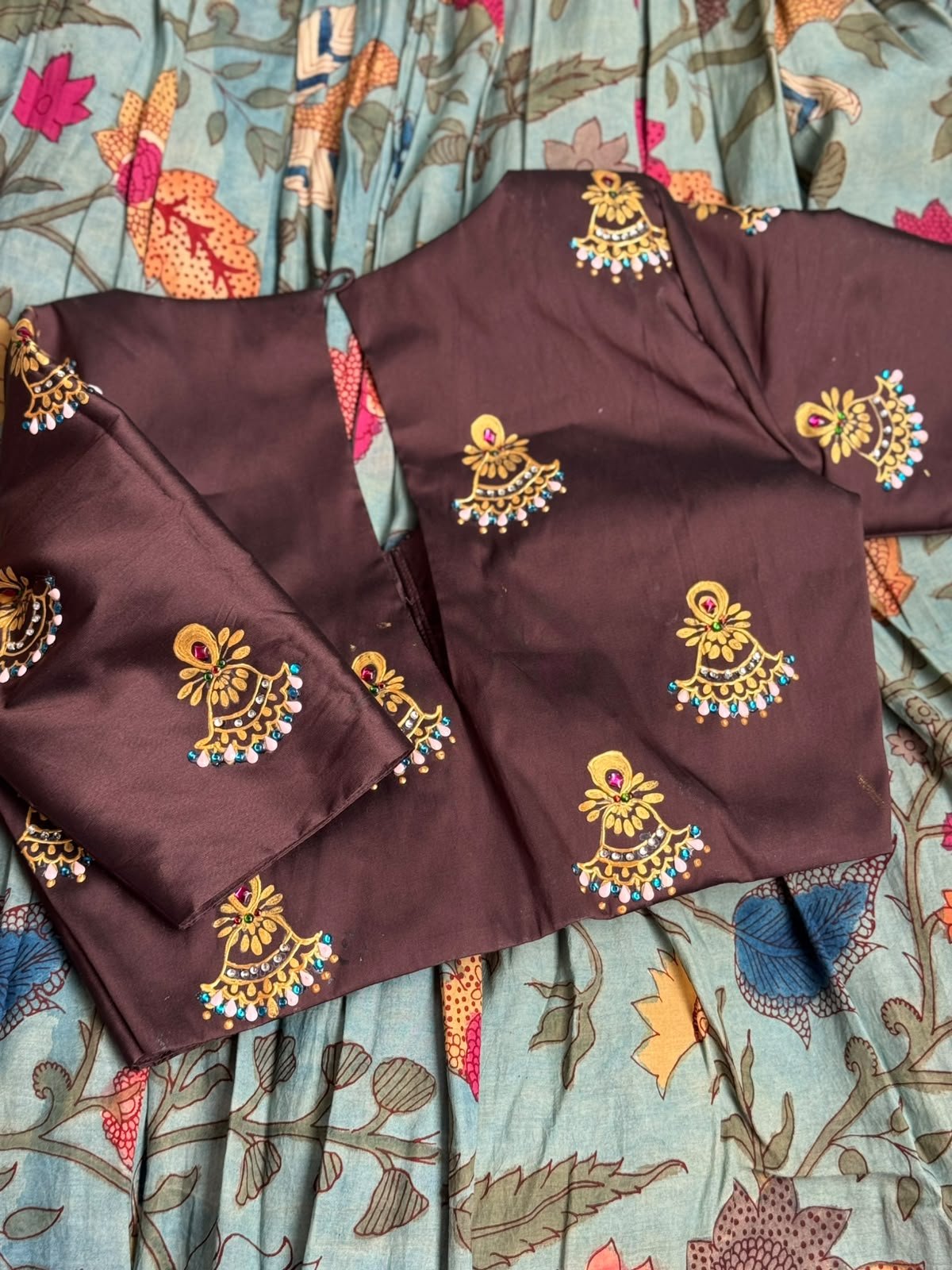 Golden Jhumka Hand-Painted Blouse