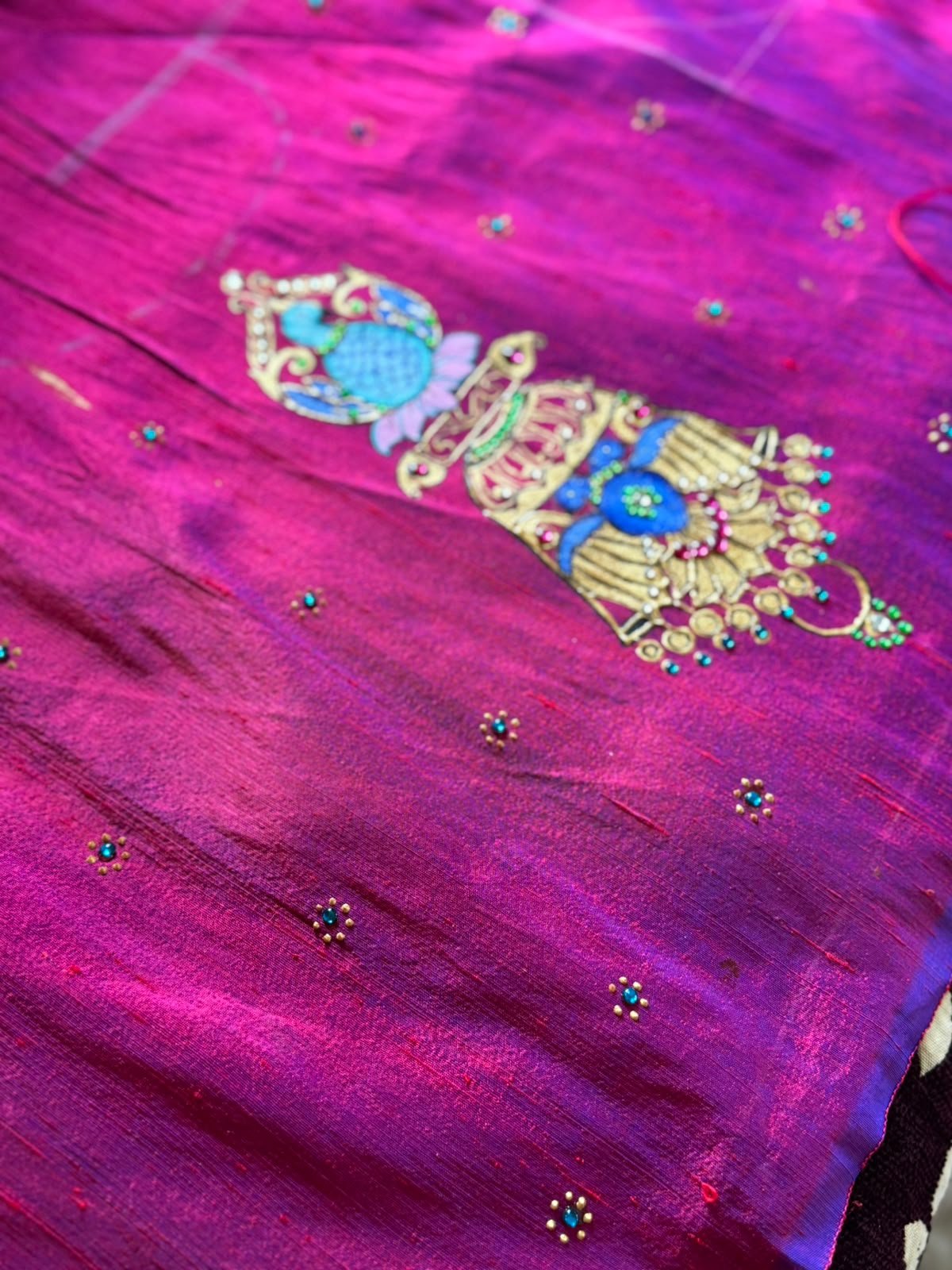Jewelled Peacock Tanjore Painting