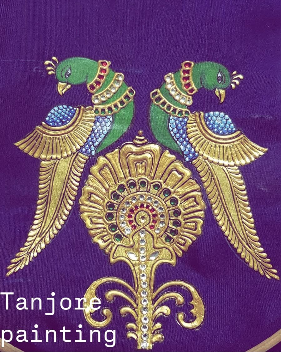 Twin Parrots Tanjore Painting