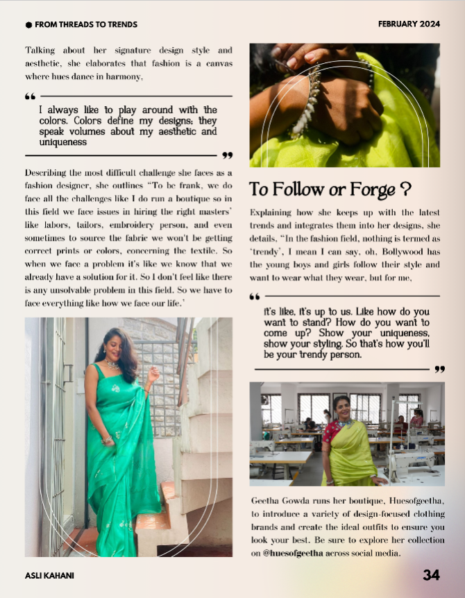 Asli Kahani Magazine — Hues of Geetha feature page 3